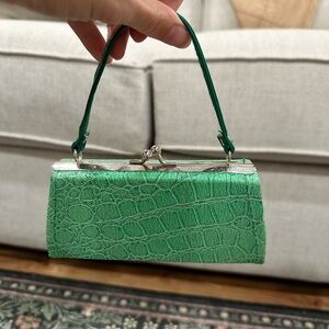 Green Crocodile-Embossed Handbag Mini